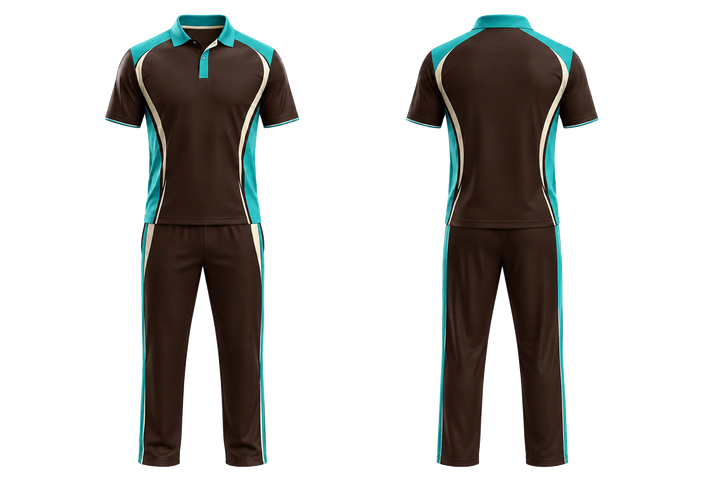 Dark Chocolate Curved Body Mapped Side Flow Cricket T20 Or ODI Kit Cricket teamwear design