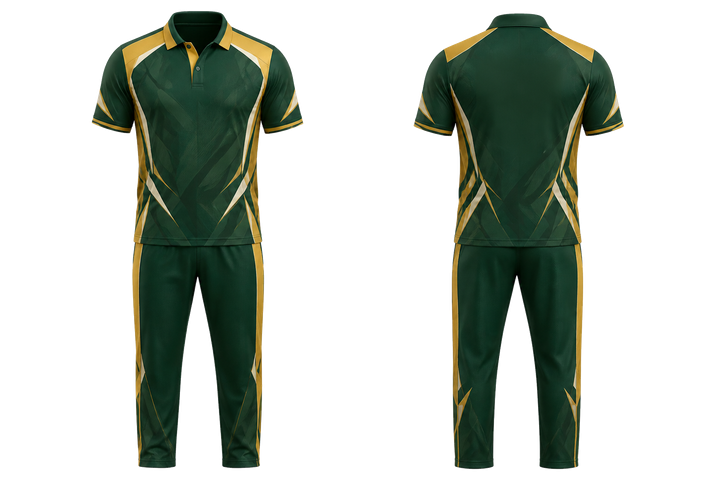 Forest Green Fractured Diamond Field Cricket T20 Or ODI Kit Cricket teamwear design