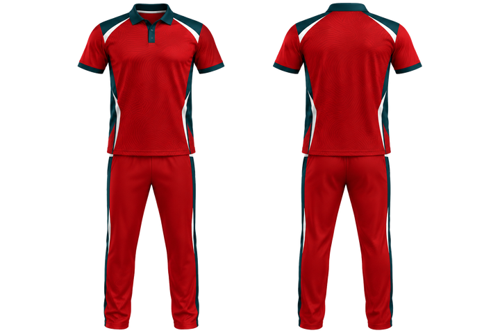 Club Red Low Contrast Ripple Map Cricket T20 Or ODI Kit Cricket teamwear design