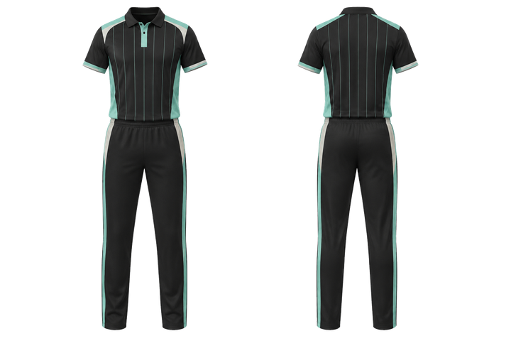 Obsidian Black Wide Modern Pinstripe Field Cricket T20 Or ODI Kit Cricket teamwear design