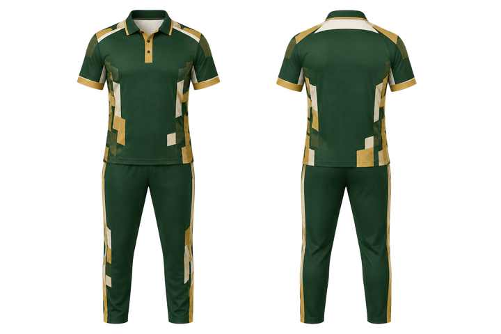 Forest Green Modular Block Mosaic Cricket Women's Or Academy Cricket Kit Cricket teamwear design