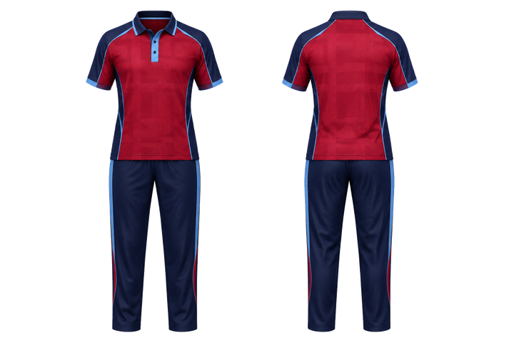 Deep Red Oversized Tonal Grid Cricket Women's Or Academy Cricket Kit Cricket teamwear design