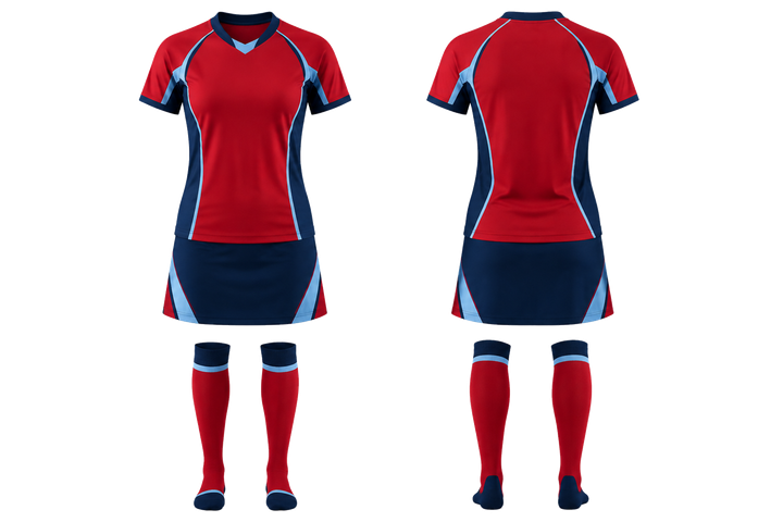 Deep Red Bold Sleeve To Side Bridge Field Hockey Field Match Uniform Field Hockey teamwear design