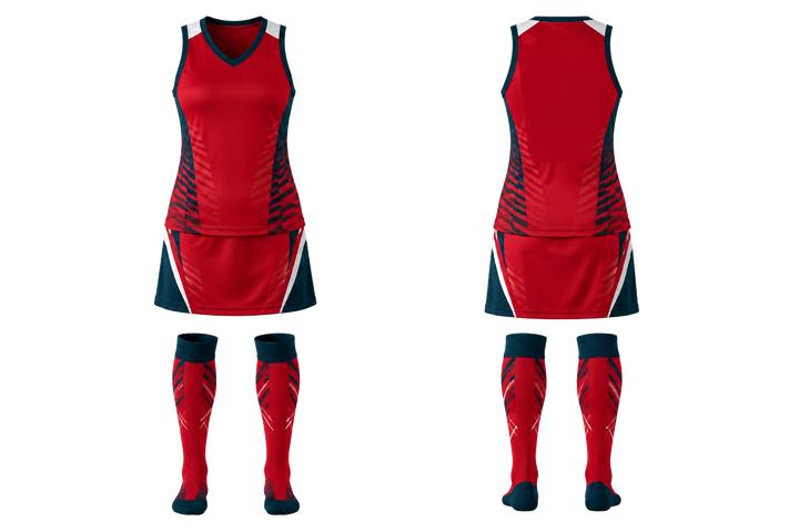 Club Red Compressed Gradient Illusion Made Only From Flat Bands Field Hockey Field Match Uniform Field Hockey teamwear design