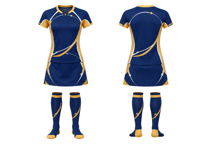 Marine Blue Minimal Arch And Orbit Geometry Field Hockey Field Match Uniform Field Hockey teamwear design