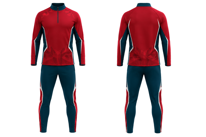 Club Red Faceted Shield Geometry Field Hockey Field Warm Up Set Field Hockey teamwear design