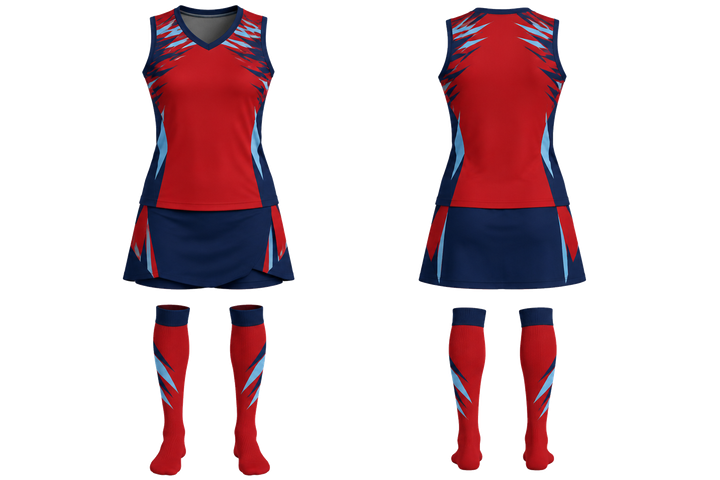 Deep Red Angular Shoulder Burst Field Hockey Women's Or Youth Field Uniform Field Hockey teamwear design