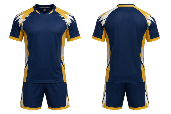 Marine Blue Angular Shoulder Burst Handball Indoor Match Uniform Handball teamwear design