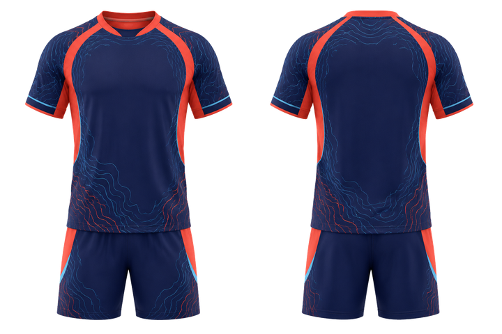 Indigo Contained Topographic Contour Field Handball Indoor Match Uniform Handball teamwear design