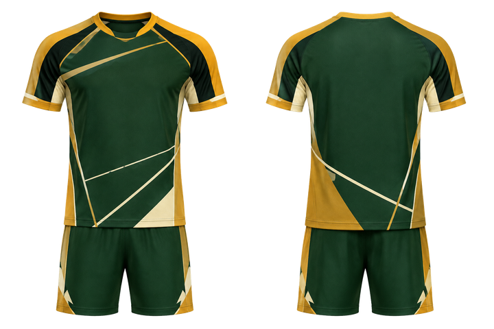 Forest Green Diagonal Court Line Architecture Handball Indoor Match Uniform Handball teamwear design