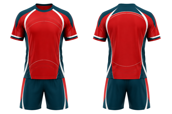 Club Red Minimal Arch And Orbit Geometry Handball Indoor Match Uniform Handball teamwear design