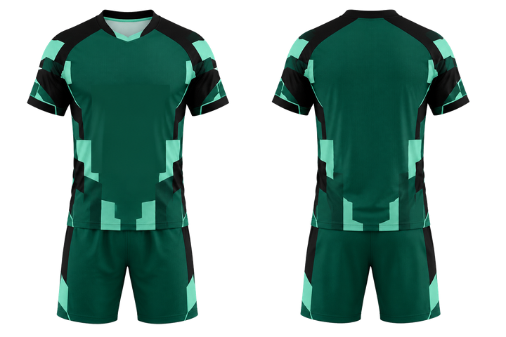 Emerald Modular Block Mosaic Handball Indoor Match Uniform Handball teamwear design