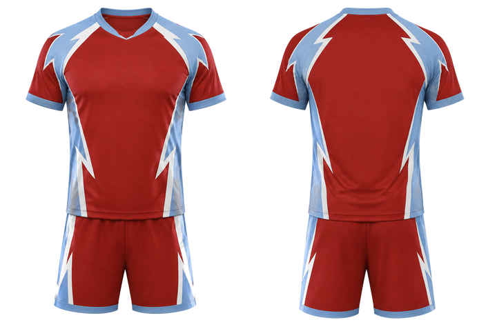 Brick Red Negative Space Lightning Channel Handball Indoor Match Uniform Handball teamwear design