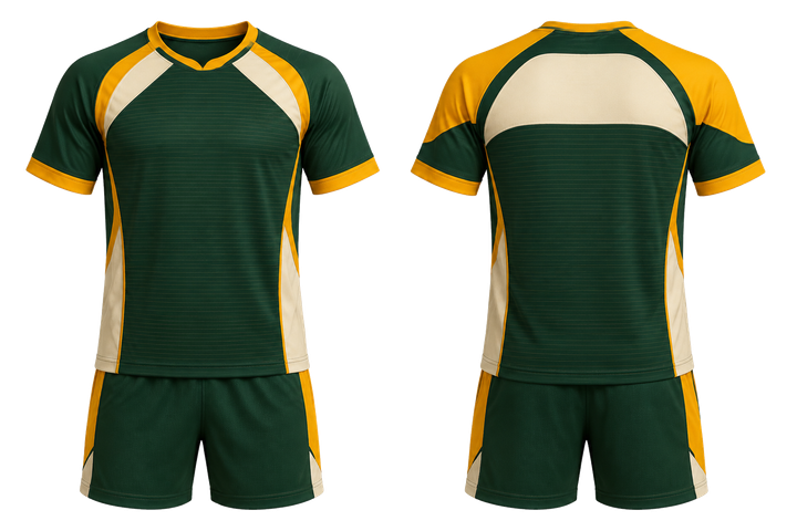 Bottle Green Retro Micro Stripe With Modern Panel Breaks Handball Indoor Match Uniform Handball teamwear design