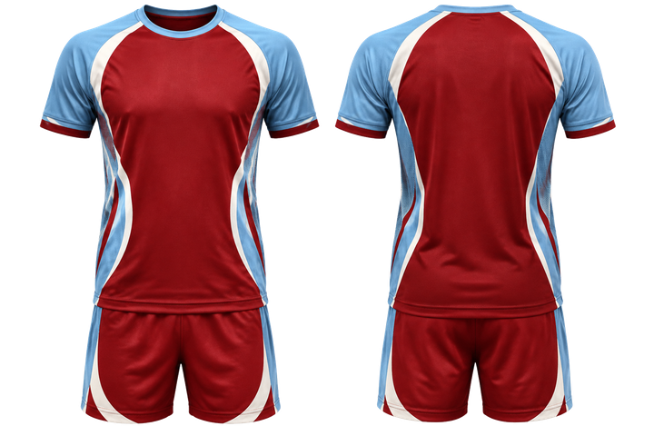 Brick Red Curved Body Mapped Side Flow Handball Indoor Training Set Handball teamwear design