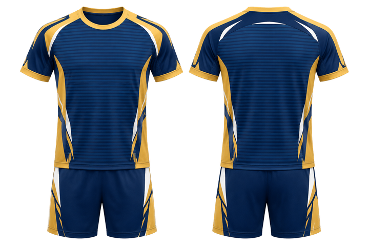 Marine Blue Retro Micro Stripe With Modern Panel Breaks Handball Indoor Training Set Handball teamwear design