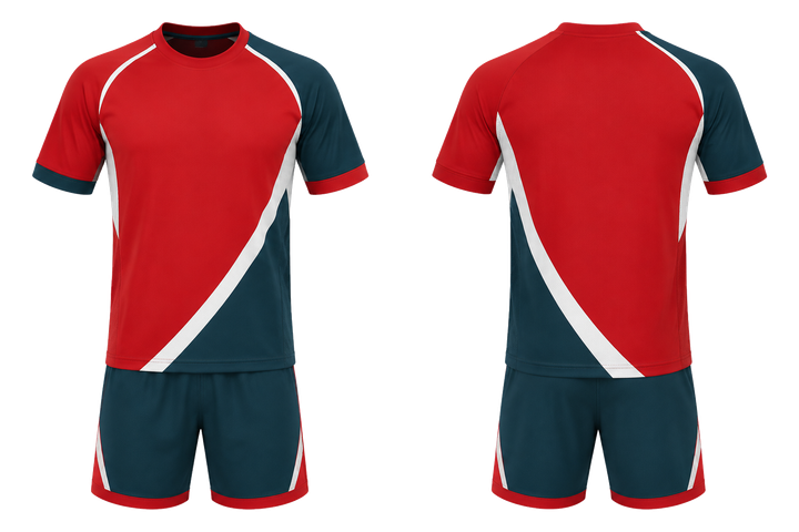 Club Red Split Sash Geometry Handball Indoor Training Set Handball teamwear design