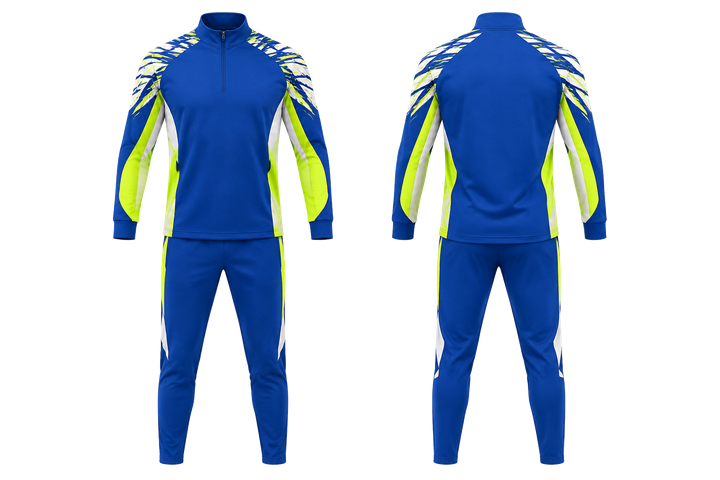 Royal Blue Angular Shoulder Burst Handball Indoor Warm Up Set Handball teamwear design