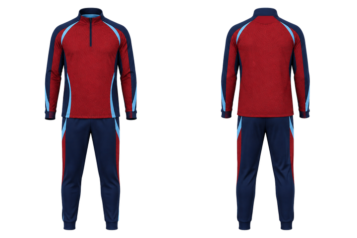 Deep Red Contained Topographic Contour Field Handball Indoor Warm Up Set Handball teamwear design