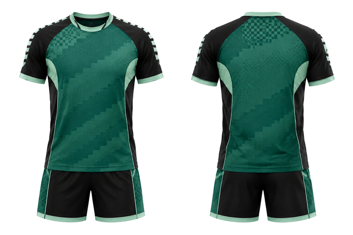 Emerald Stepped Chequer Field With Original Spacing Handball Women's Or Youth Handball Uniform Handball teamwear design