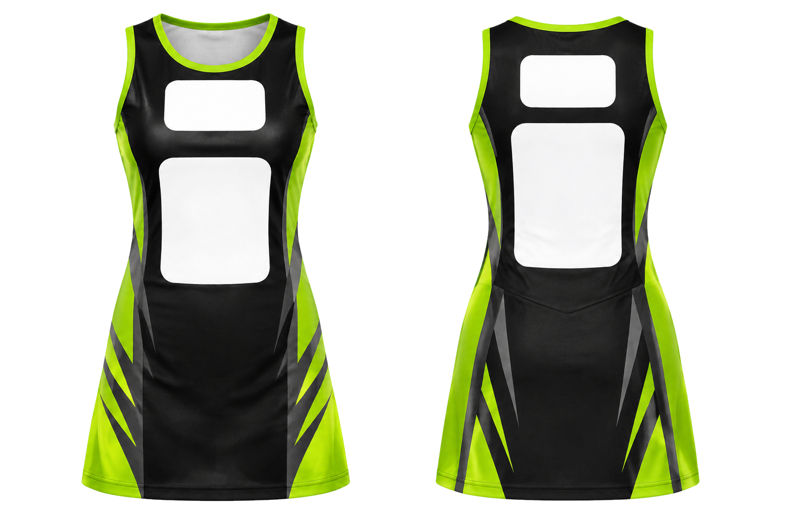 Black Clean Split Body Color Architecture Netball Academy Dress combined front and back custom uniform design