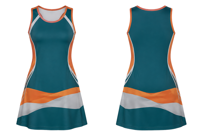 Petrol Teal Layered Horizon Bands Netball Academy Dress Netball teamwear design