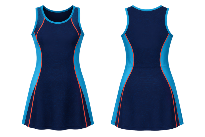 Midnight Navy Low Contrast Ripple Map Netball Academy Dress Netball teamwear design