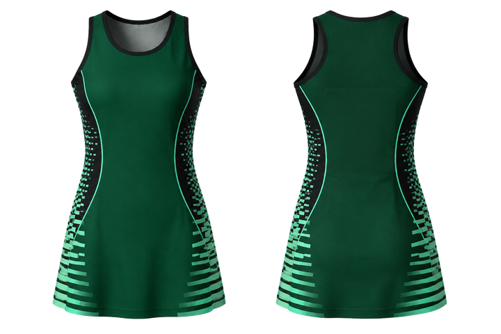 Emerald Pixel To Panel Fade Built From Flat Bands Netball Academy Dress Netball teamwear design