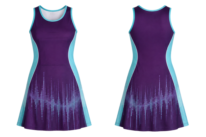 Plum Tonal Soundwave Rhythm Netball Academy Dress Netball teamwear design
