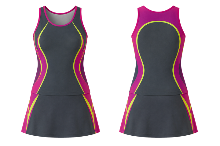 Slate Curved Body Mapped Side Flow Netball Alternate Competition Set Netball teamwear design