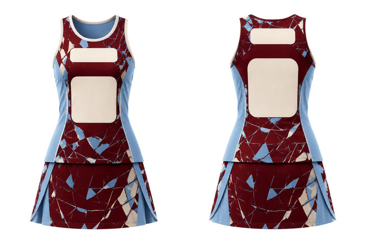 Deep Maroon Fractured Diamond Field Netball Alternate Competition Set Netball teamwear design