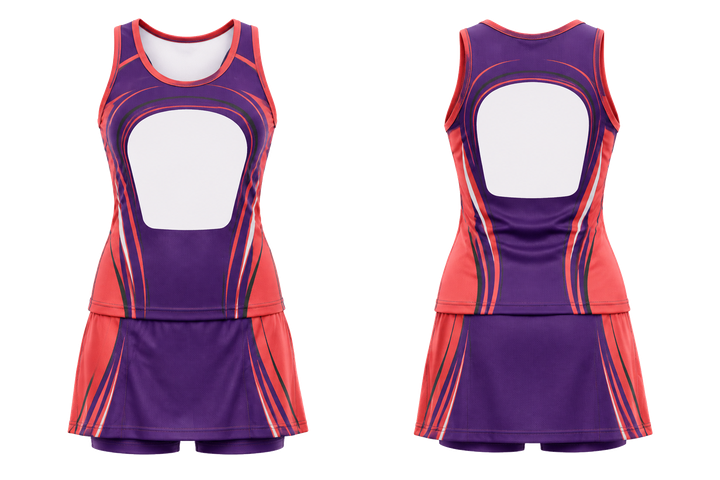 Purple Nested Contour Arcs Netball Alternate Competition Set Netball teamwear design