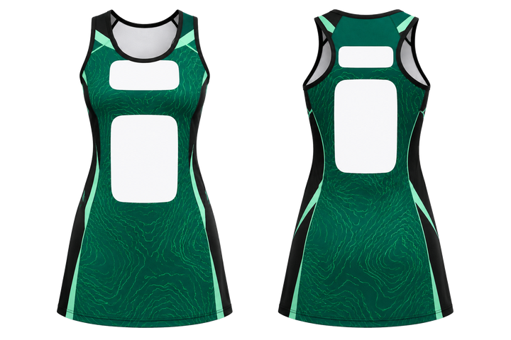 Emerald Contained Topographic Contour Field Netball Match Dress Netball teamwear design