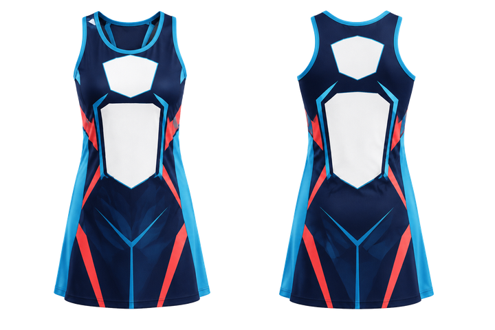 Midnight Navy Faceted Shield Geometry Netball Match Dress Netball teamwear design