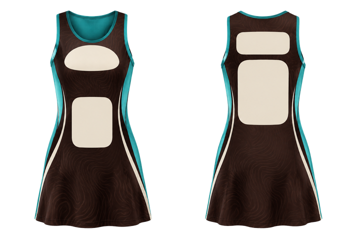 Dark Chocolate Low Contrast Ripple Map Netball Match Dress Netball teamwear design