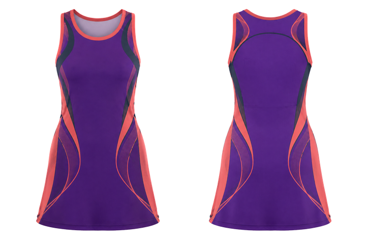 Purple Minimal Arch And Orbit Geometry Netball Match Dress Netball teamwear design
