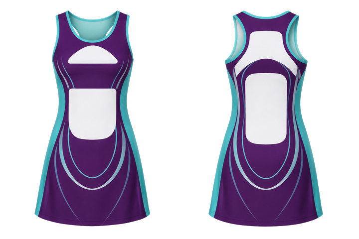 Plum Nested Contour Arcs Netball Match Dress Netball teamwear design