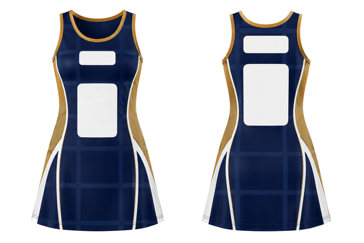 Marine Blue Oversized Tonal Grid Netball Match Dress Netball teamwear design