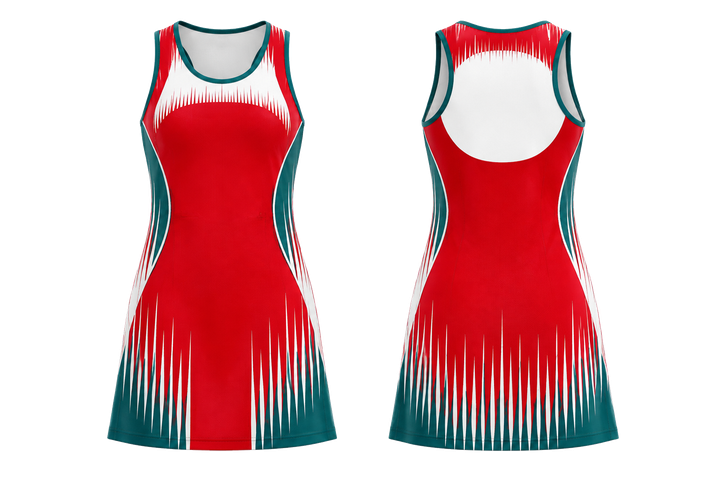 Club Red Tonal Soundwave Rhythm Netball Match Dress Netball teamwear design
