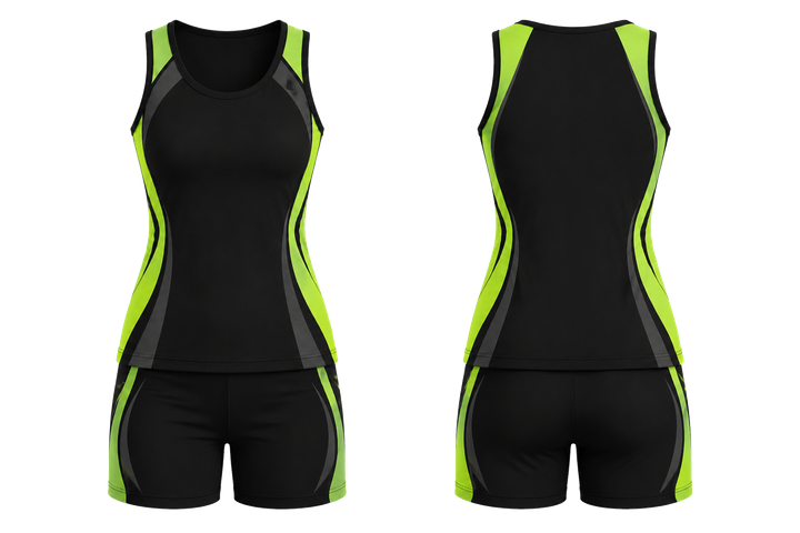 Black Curved Body Mapped Side Flow Netball Training Set Netball teamwear design