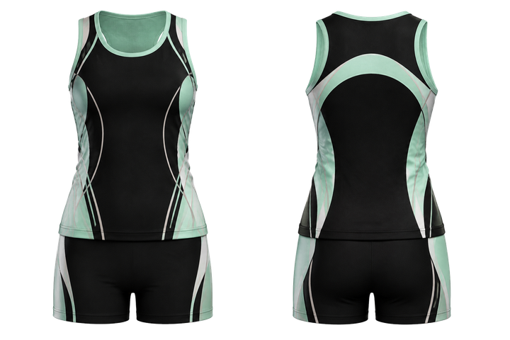Obsidian Black Minimal Arch And Orbit Geometry Netball Training Set Netball teamwear design