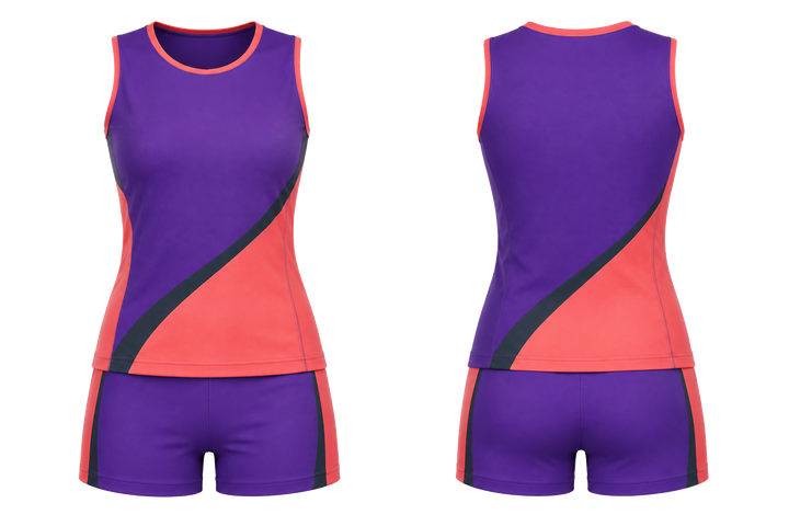 Purple Split Sash Geometry Netball Training Set Netball teamwear design