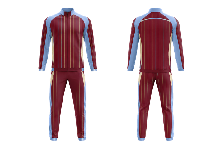 Deep Maroon Wide Modern Pinstripe Field Racket Sports Court Warm Up Set Racket Sports teamwear design