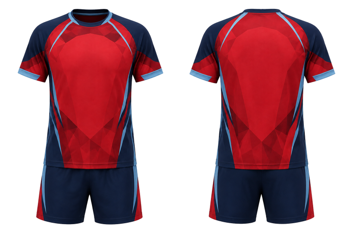 Deep Red Faceted Shield Geometry Racket Sports Racket Training Set Racket Sports teamwear design