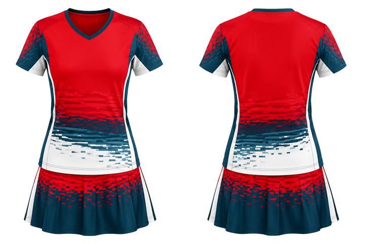 Club Red Pixel To Panel Fade Built From Flat Bands Racket Sports Women's Or Youth Racket Kit Racket Sports teamwear design