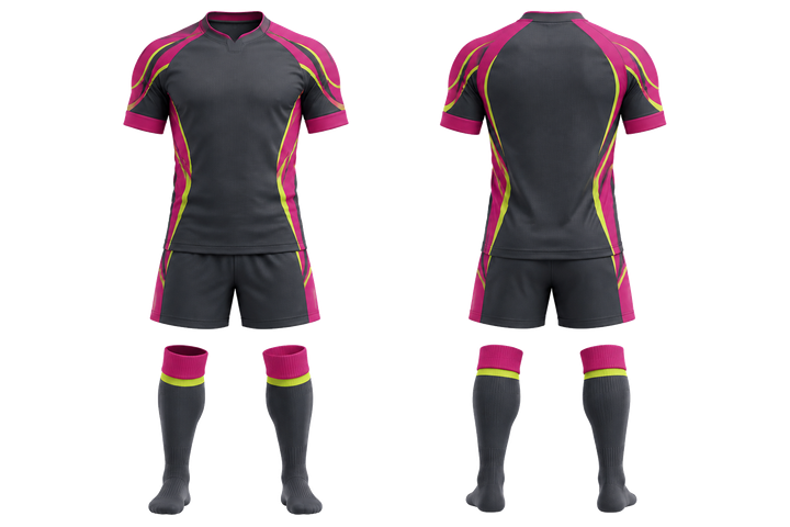 Slate Bold Sleeve To Side Bridge Rugby Contact Match Kit Rugby teamwear design