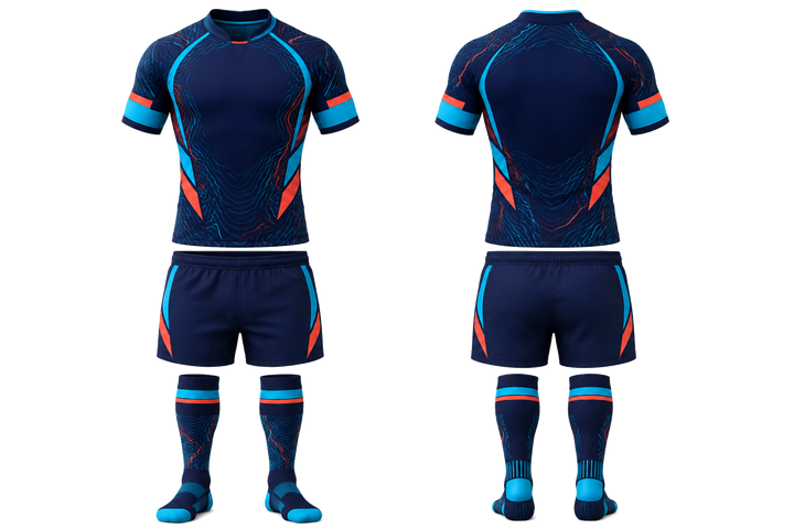 Midnight Navy Contained Topographic Contour Field Rugby Contact Match Kit Rugby teamwear design