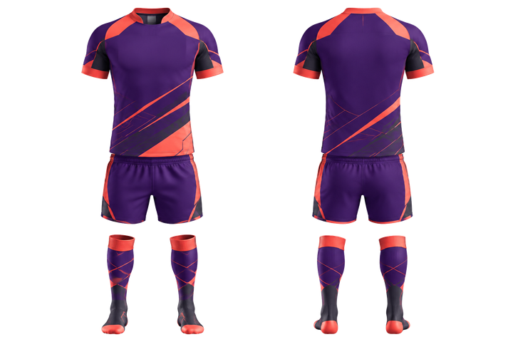 Purple Diagonal Court Line Architecture Rugby Contact Match Kit Rugby teamwear design
