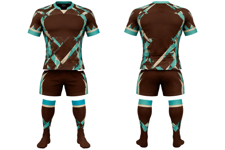 Dark Chocolate Fractured Diamond Field Rugby Contact Match Kit Rugby teamwear design