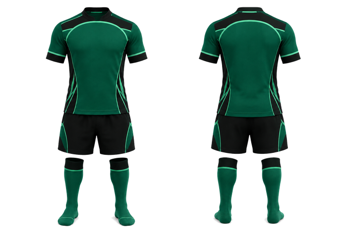Emerald Minimal Arch And Orbit Geometry Rugby Contact Match Kit Rugby teamwear design